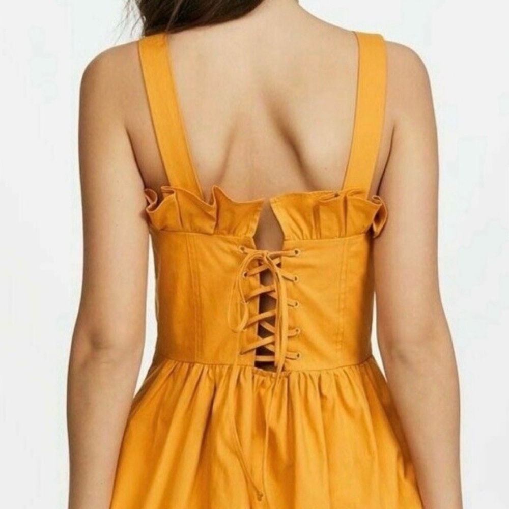 SEA New York sunrise ruffle lace up dress in marigold - Picture 5 of 13
